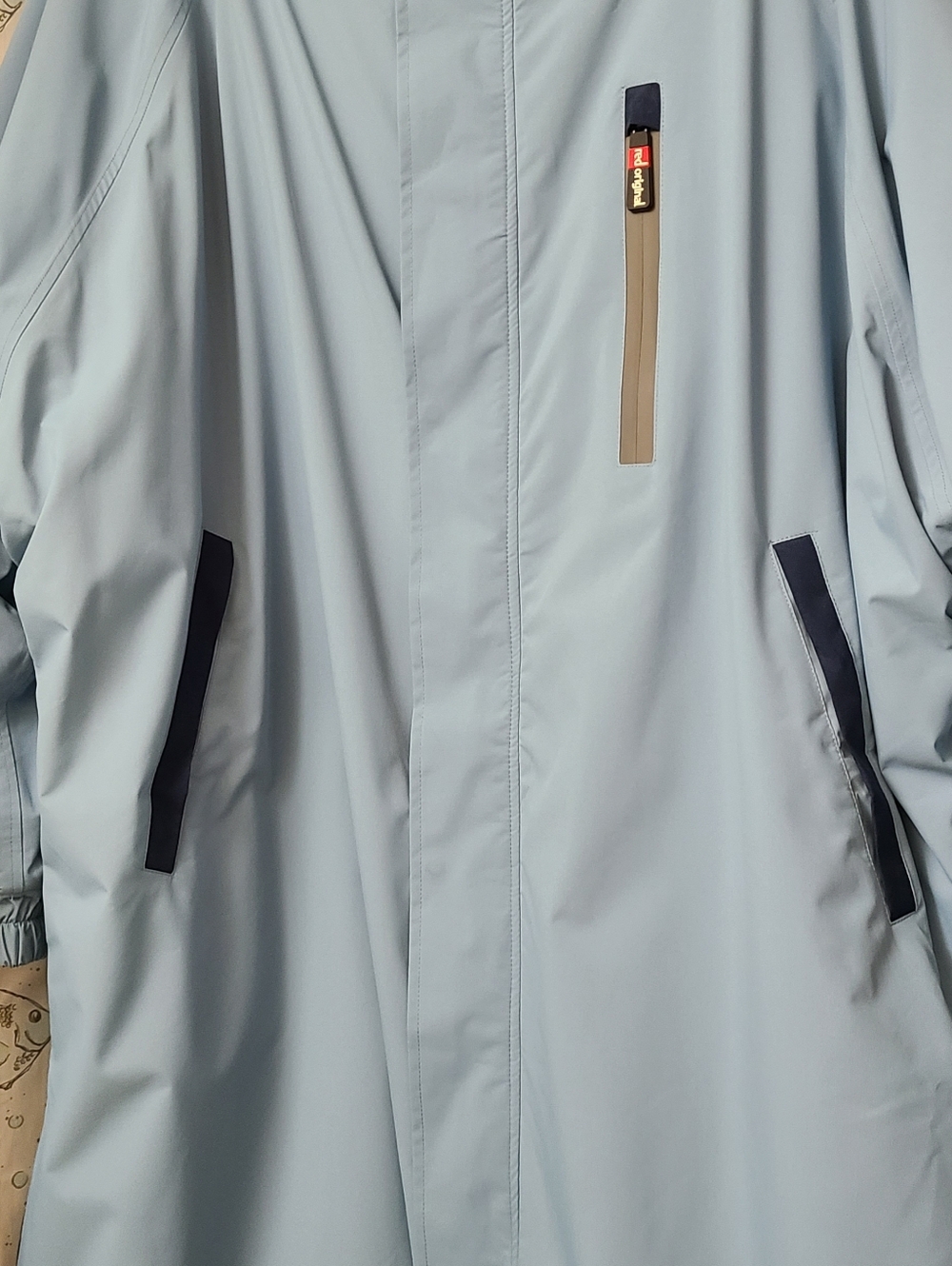 Men's Light Blue Windbreaker with Navy Trim
